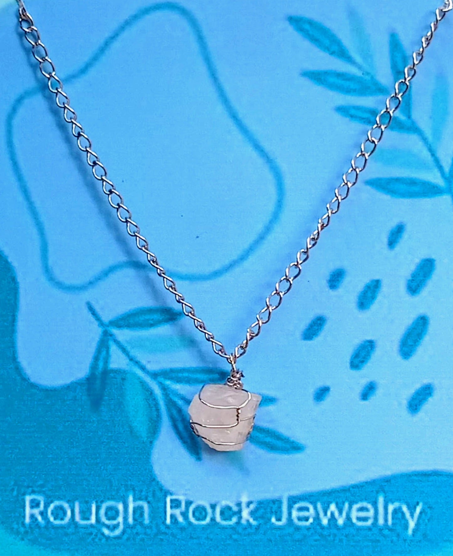 Rose Quartz Pendant Necklace, Stainless Steel