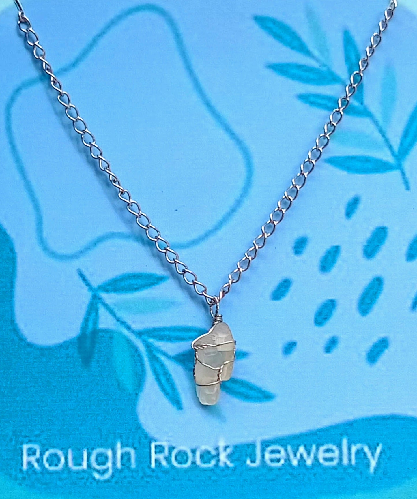 Moonstone Pendant Necklace, Stainless Steel