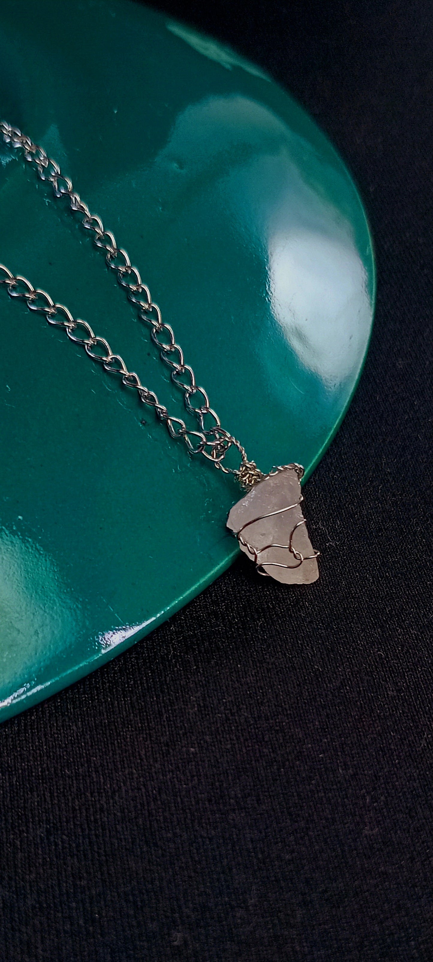 Rose Quartz Pendant Necklace, Stainless Steel