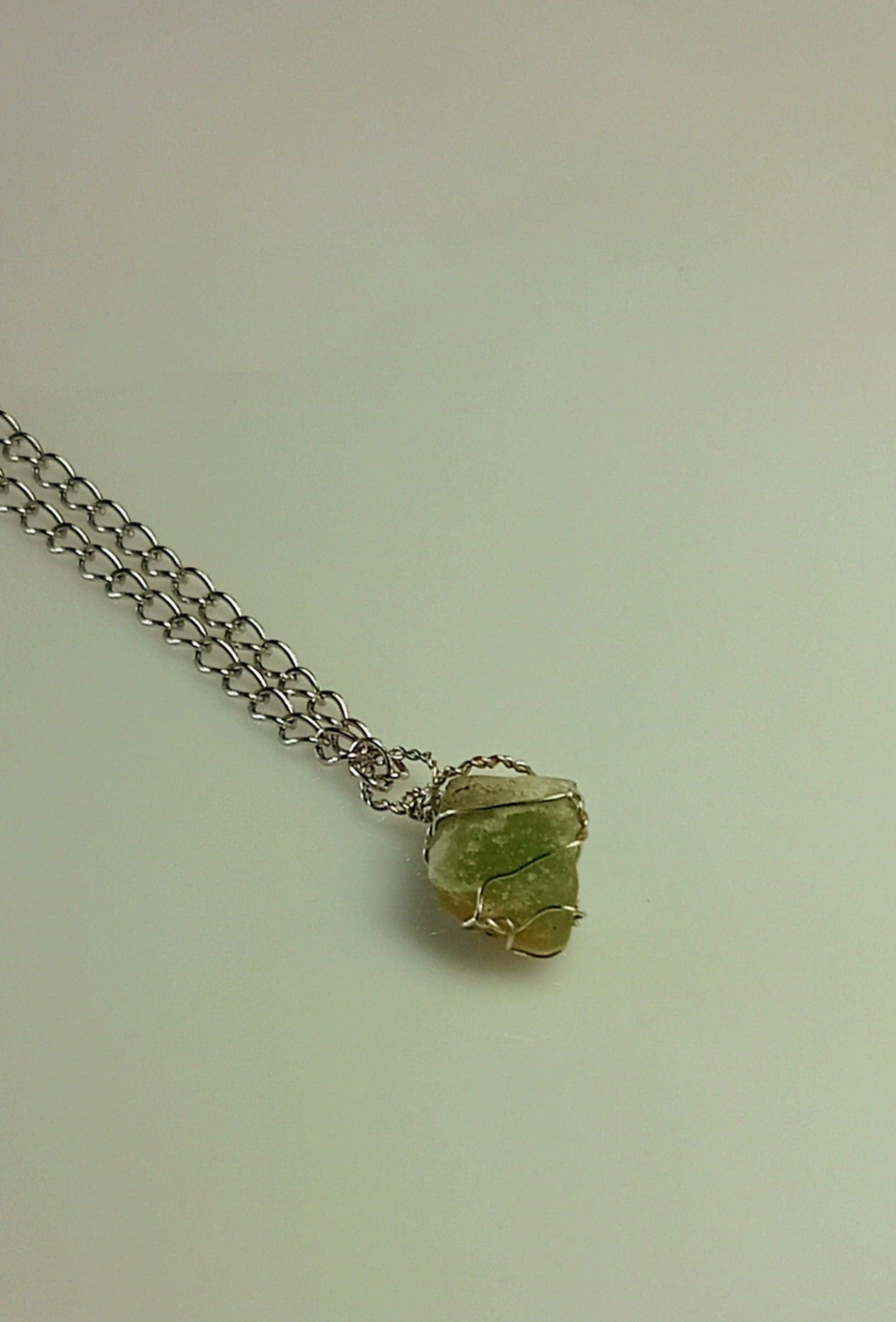 Green Aventurine Pendant Necklace, Stainless Steel