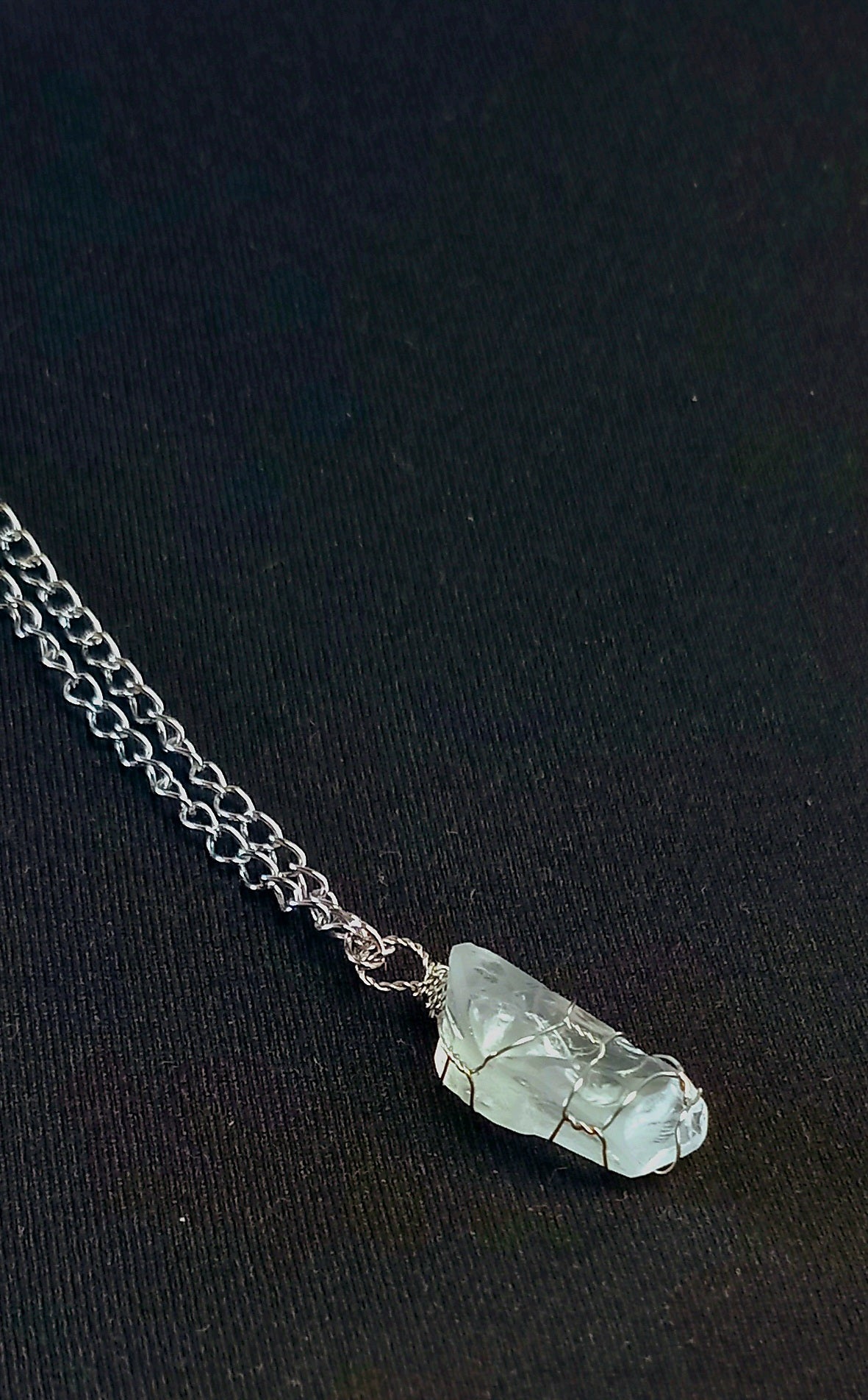 Clear Quartz Pendant Necklace, Stainless Steel