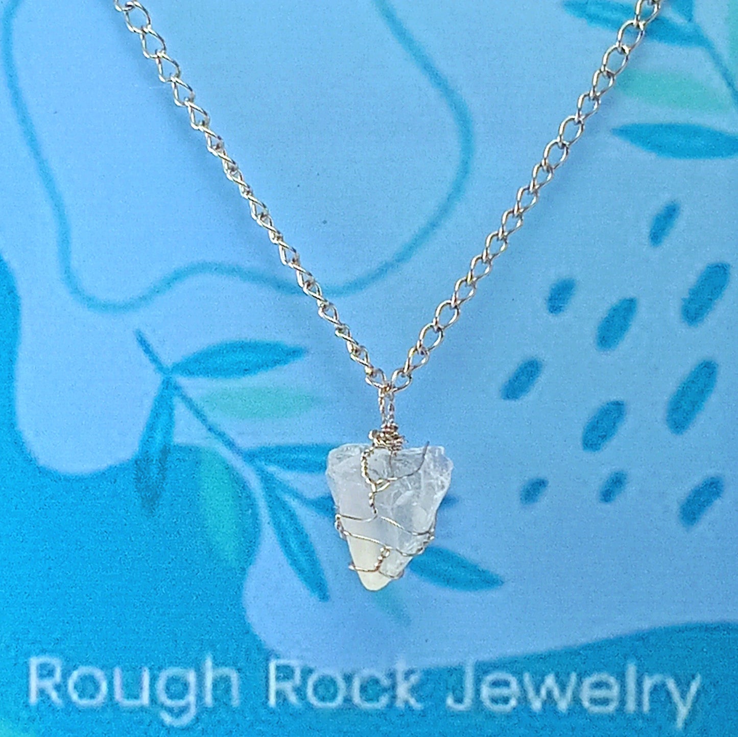 Rose Quartz Pendant Necklace, Stainless Steel