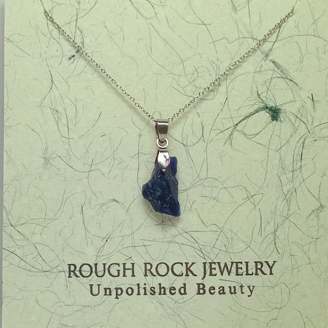 Sodalite Pendant Necklace, Stainless Steel