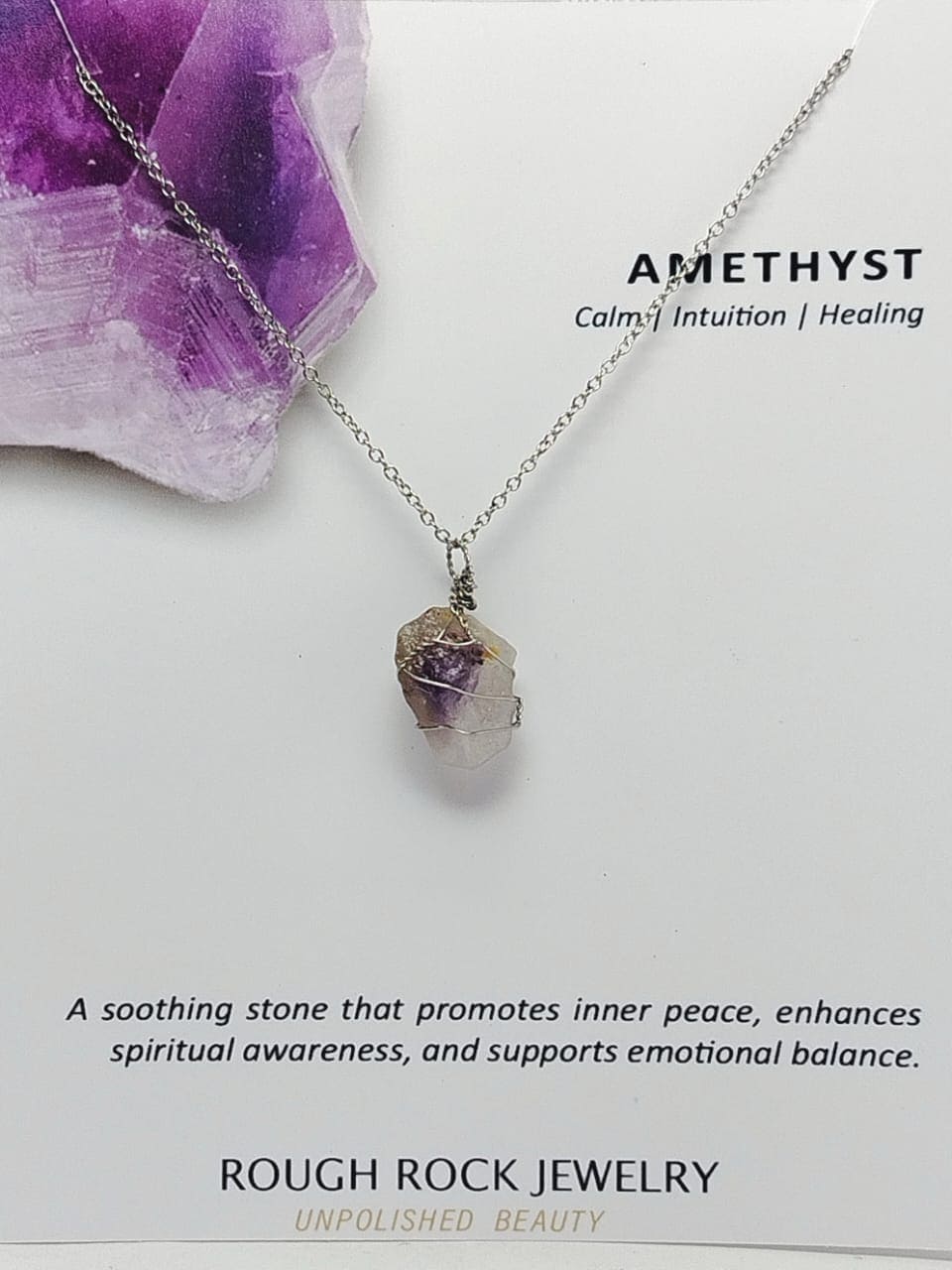 Amethyst Pendant Necklaces, Stainless Steel