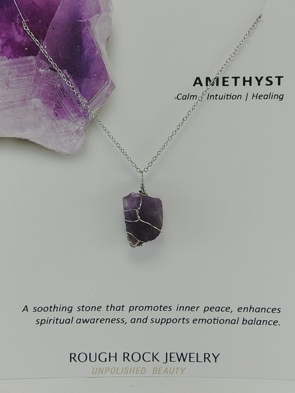 Amethyst Pendant Necklaces, Stainless Steel
