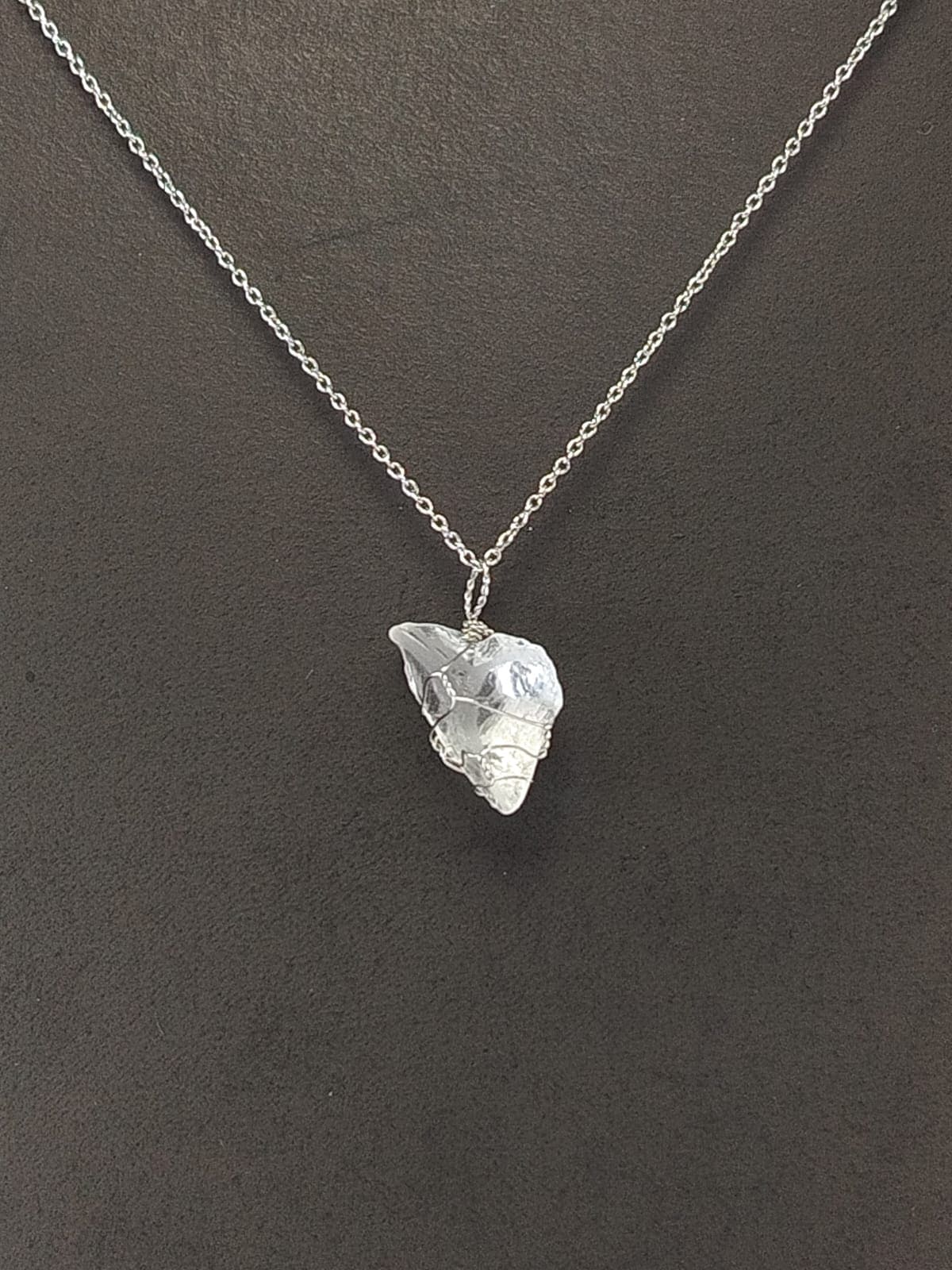 Clear Quartz Pendant Necklace, Stainless Steel