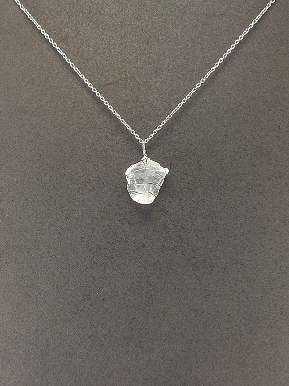 Clear Quartz Pendant Necklace, Stainless Steel
