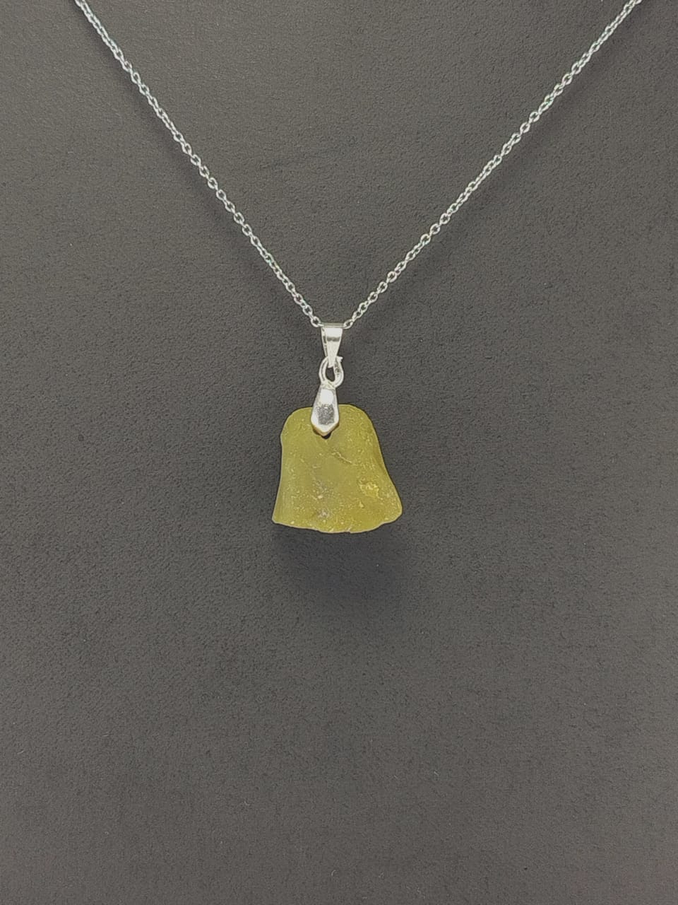 Olive Green Opal Pendant Necklaces, Stainless Steel