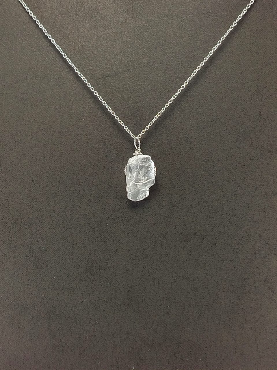 Clear Quartz Pendant Necklace, Stainless Steel