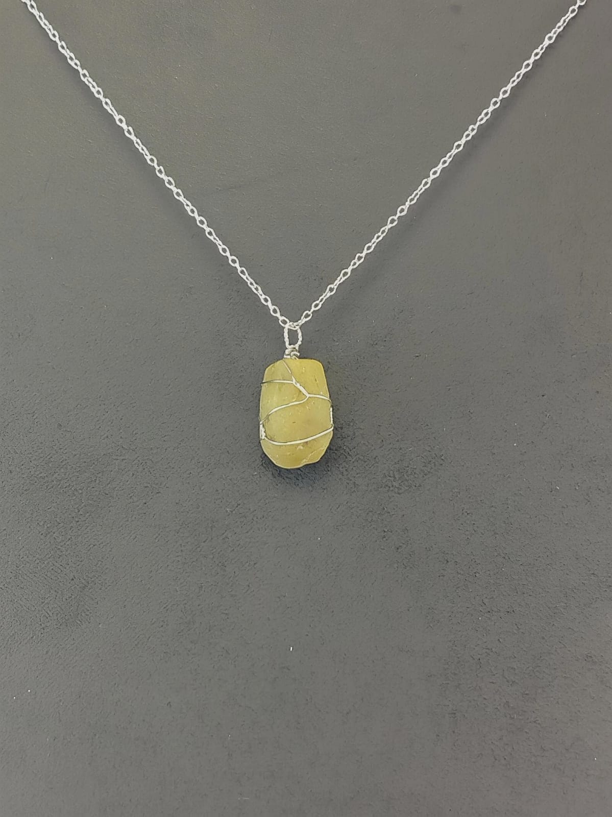 Olive Green Opal Pendant Necklaces, Stainless Steel