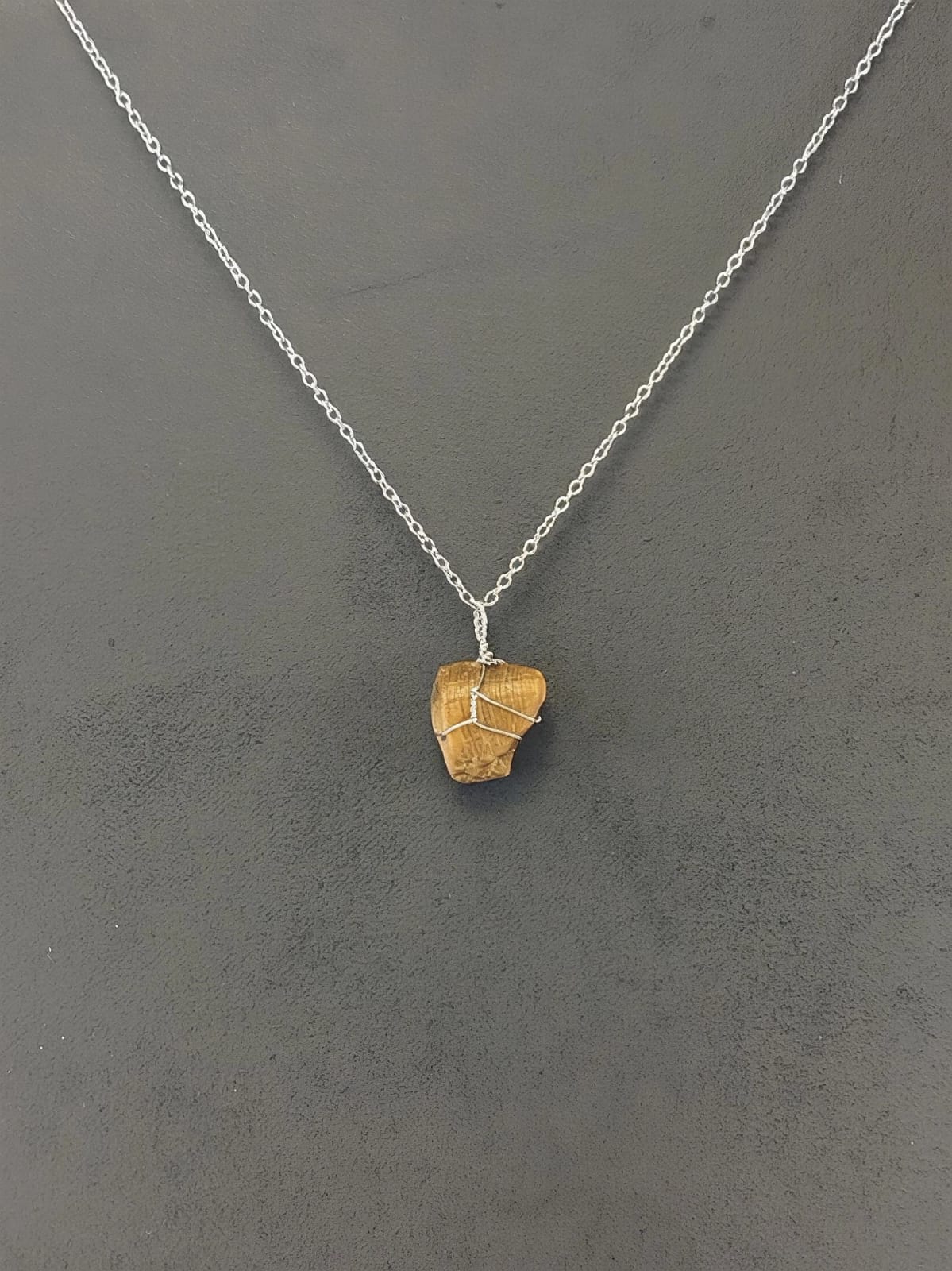 Tiger Eye Pendant Necklace, Stainless Steel