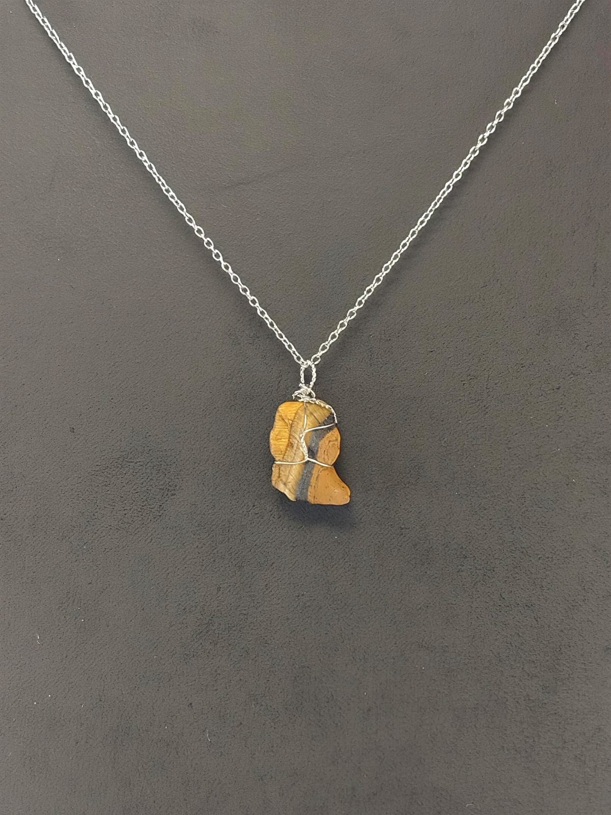 Tiger Eye Pendant Necklace, Stainless Steel