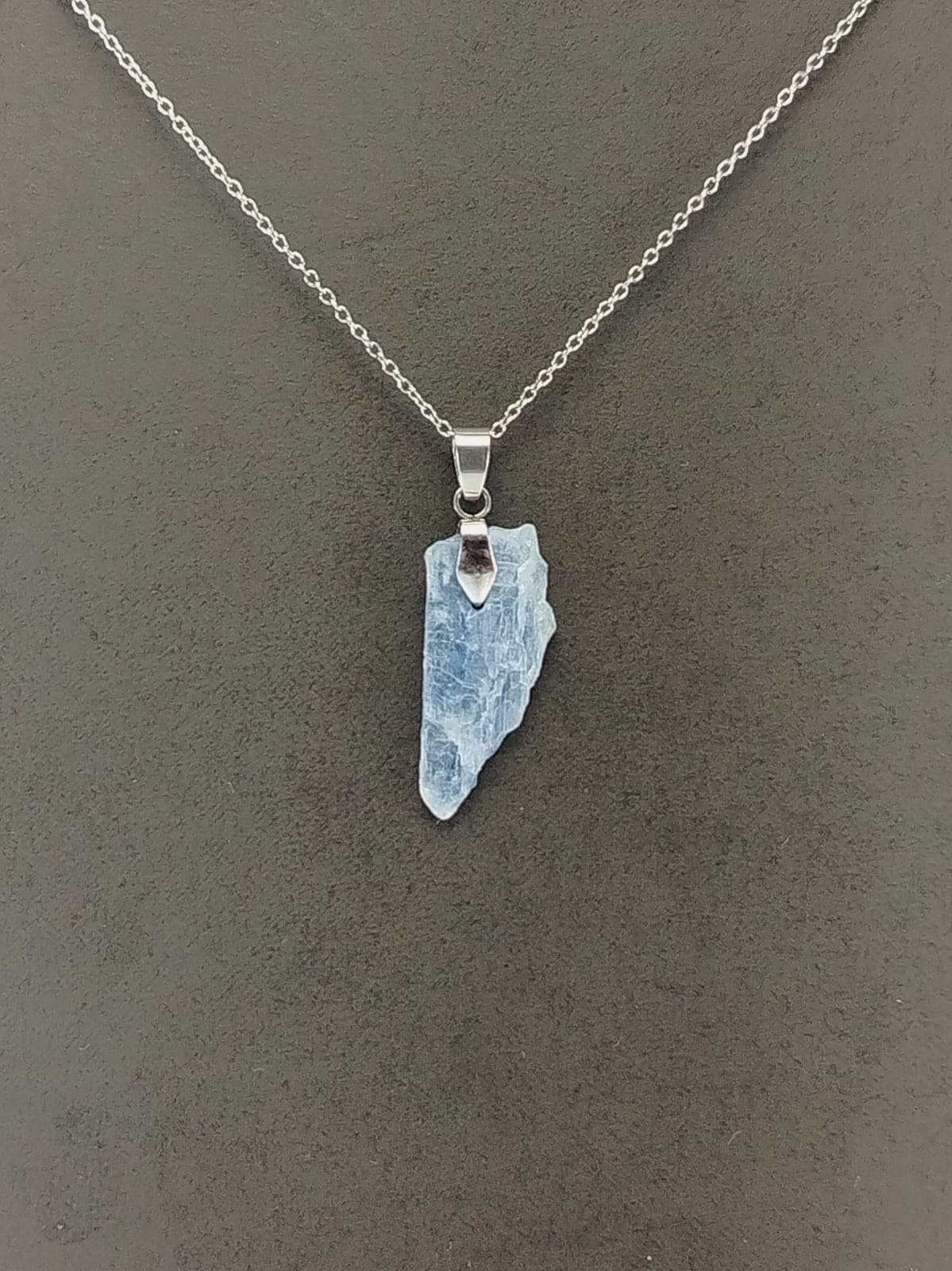 Kyanite Pendant Necklace, Stainless Steel