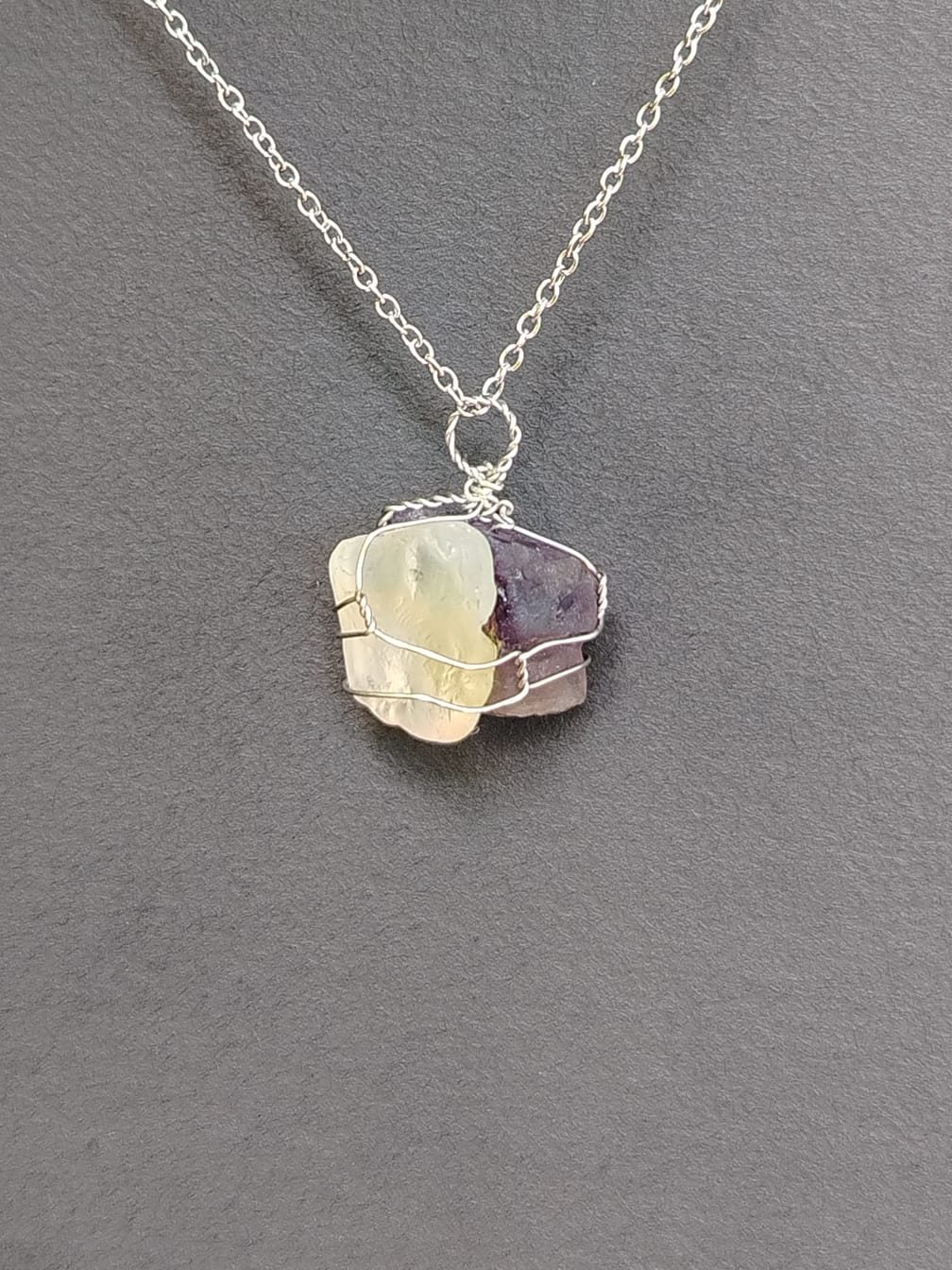 Moonstone + Amethyst Mixed Pendant Necklaces, Stainless Steel