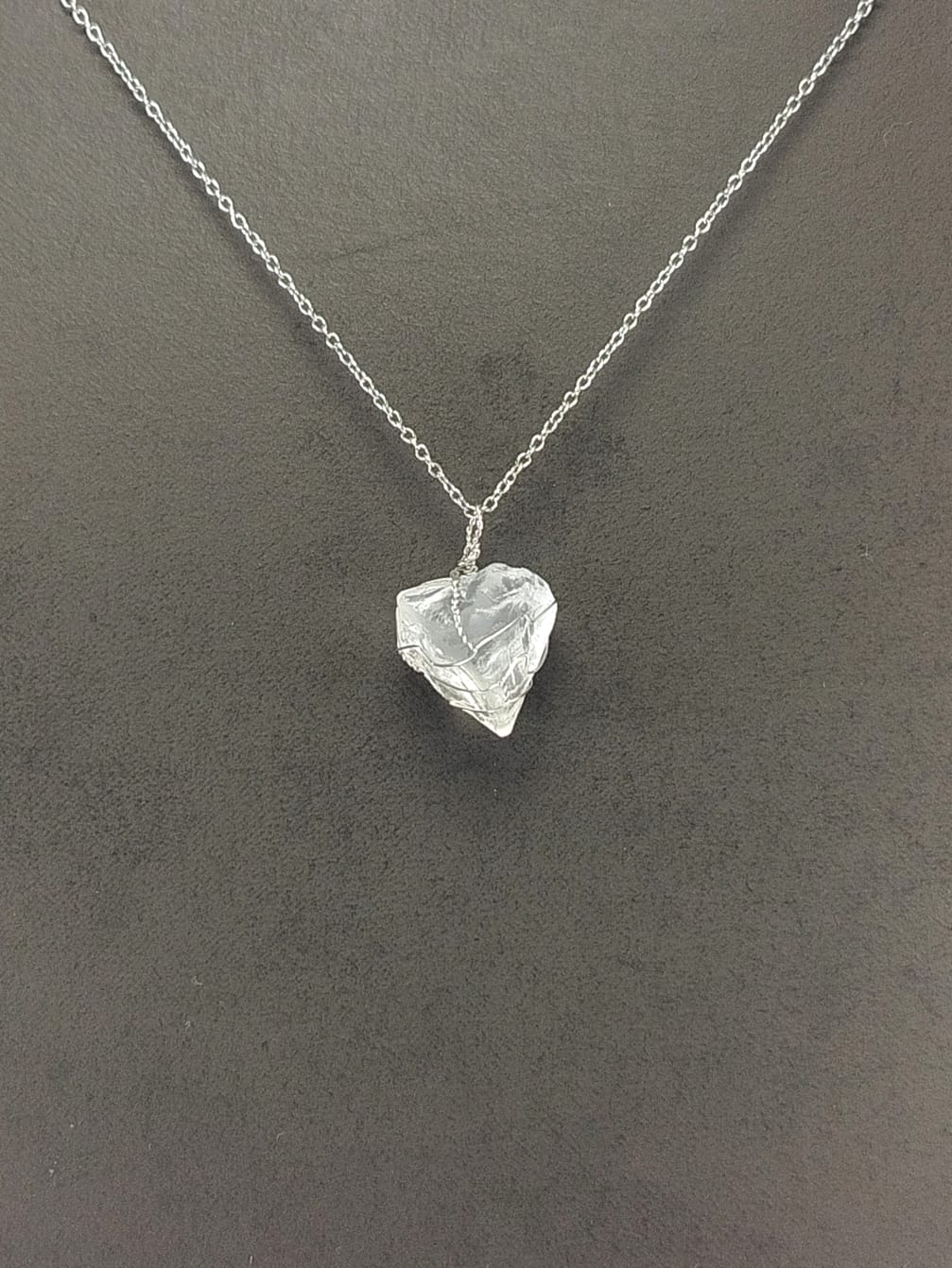 Clear Quartz Pendant Necklace, Stainless Steel