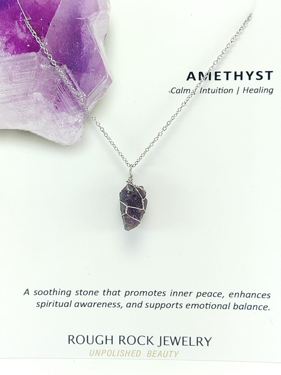 Amethyst Pendant Necklaces, Stainless Steel