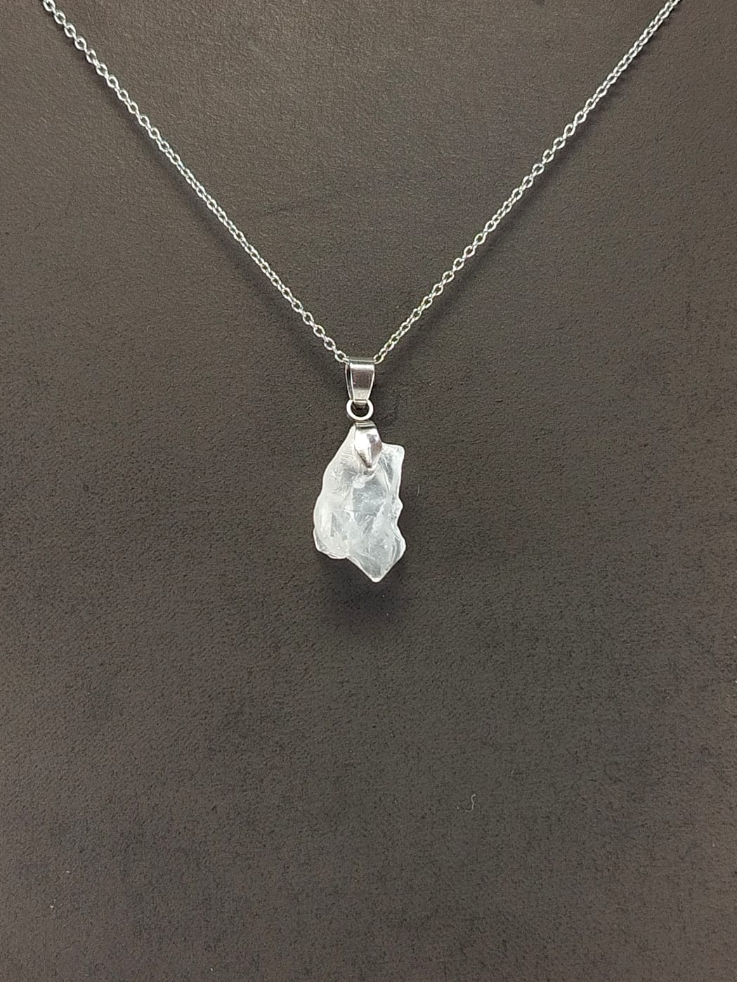 Clear Quartz Pendant Necklace, Stainless Steel