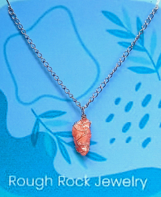 Sunstone Pendant Necklace, Stainless Steel