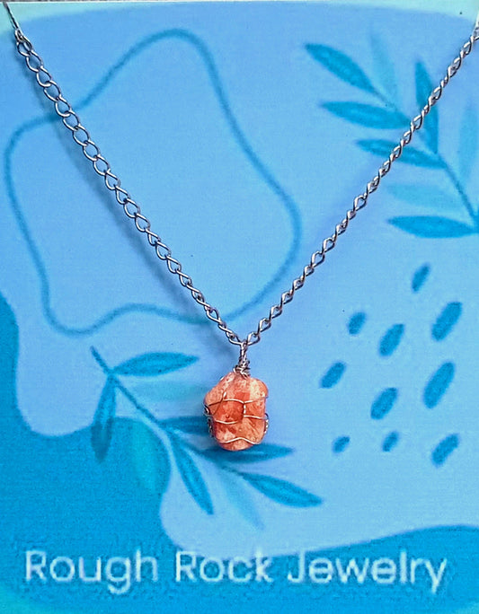 Sunstone Pendant Necklace, Stainless Steel