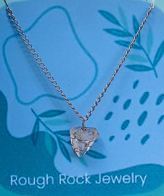 Rose Quartz Pendant Necklace, Stainless Steel