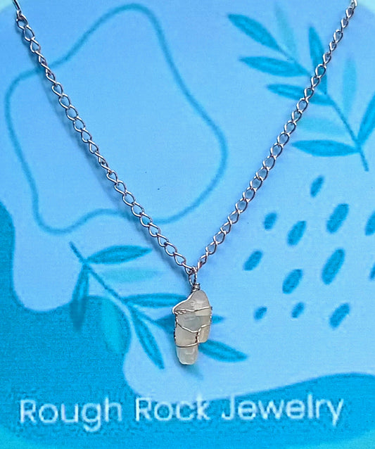 Moonstone Pendant Necklace, Stainless Steel