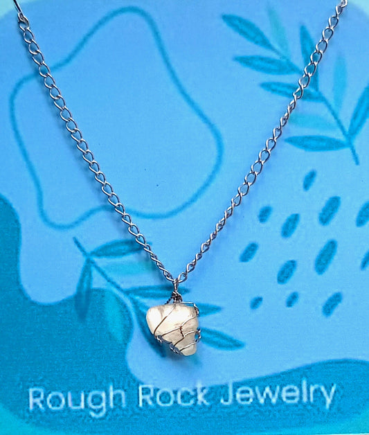 Moonstone Pendant Necklace, Stainless Steel
