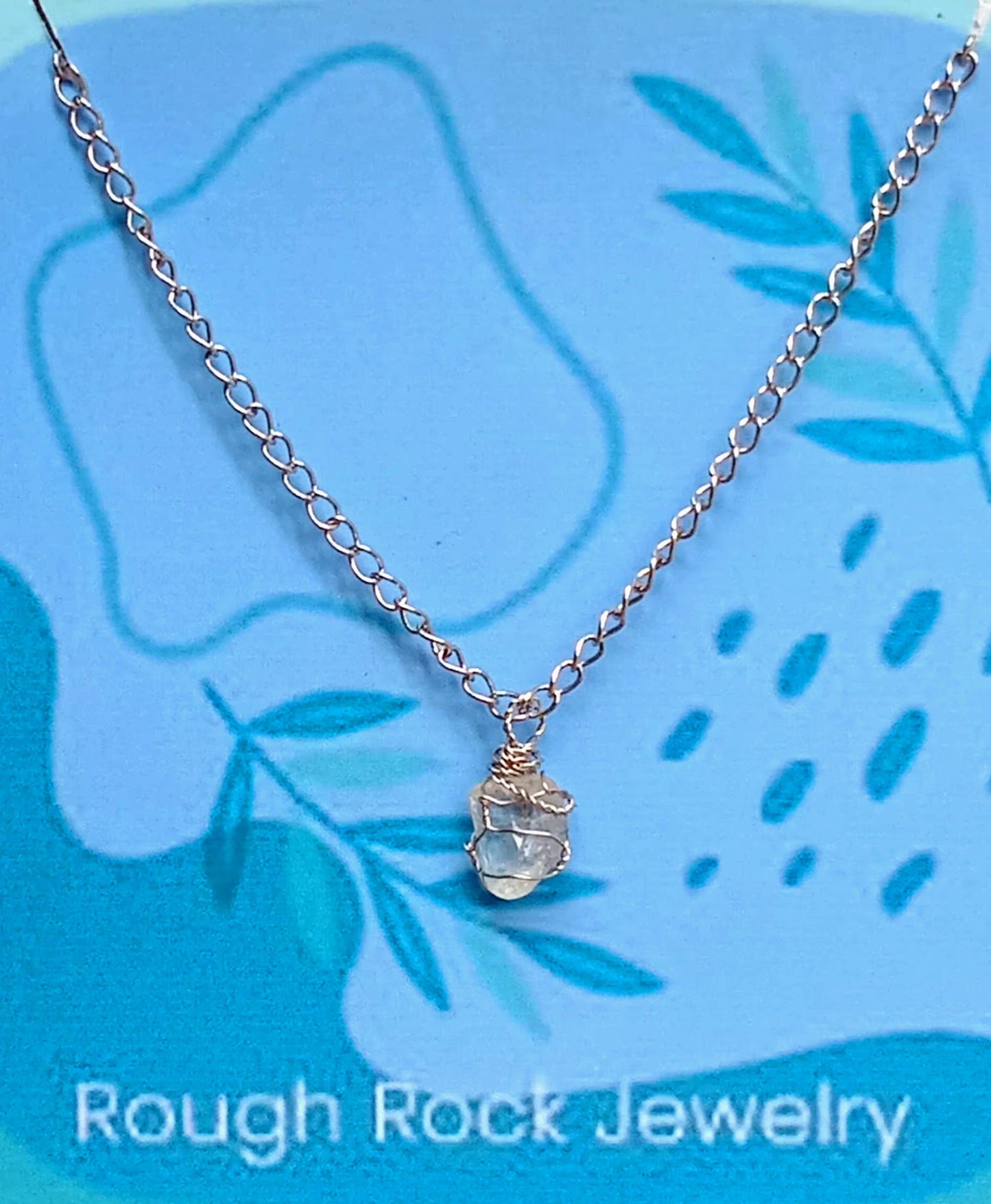 Citrine Pendant Necklace, Stainless Steel