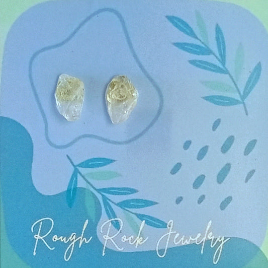 Natural Clear Quartz Stud Earrings