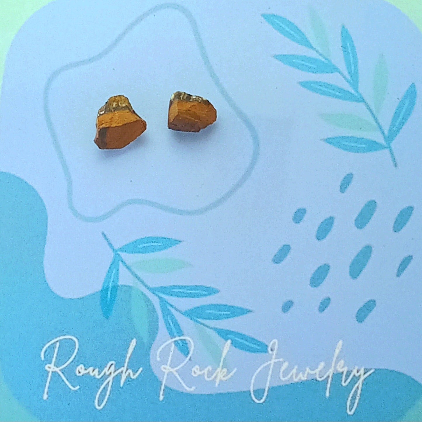 Tiger Eye Pendant Necklace with Stud Earrings, Stainless Steel