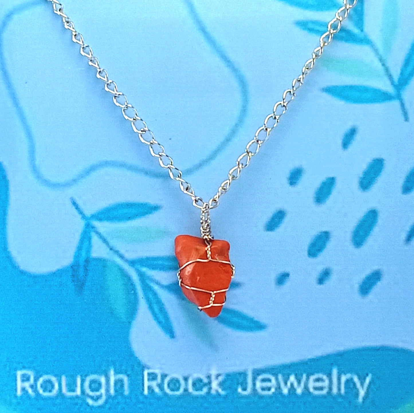 Red Jasper Pendant Necklace with Stud Earrings, Stainless Steel