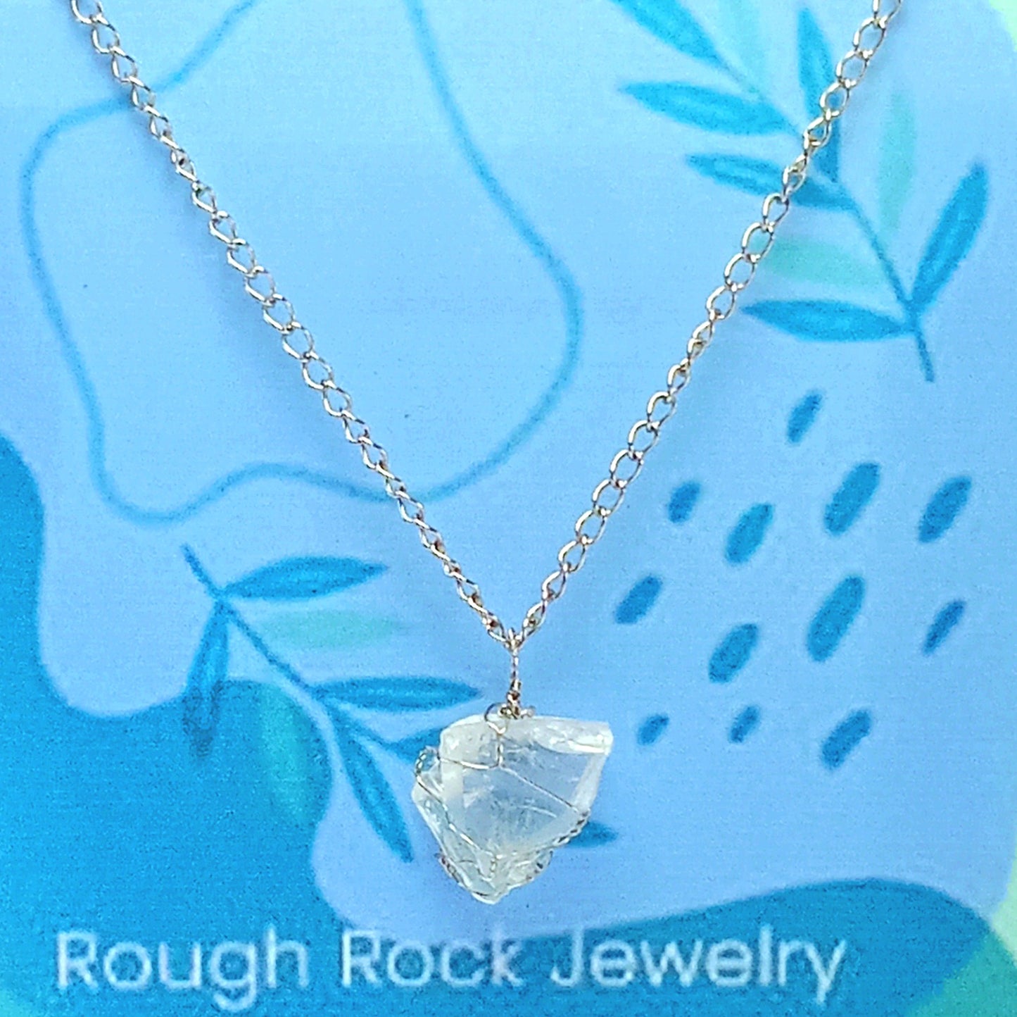 Clear Quartz Pendant Necklace with Stud Earrings, Stainless Steel