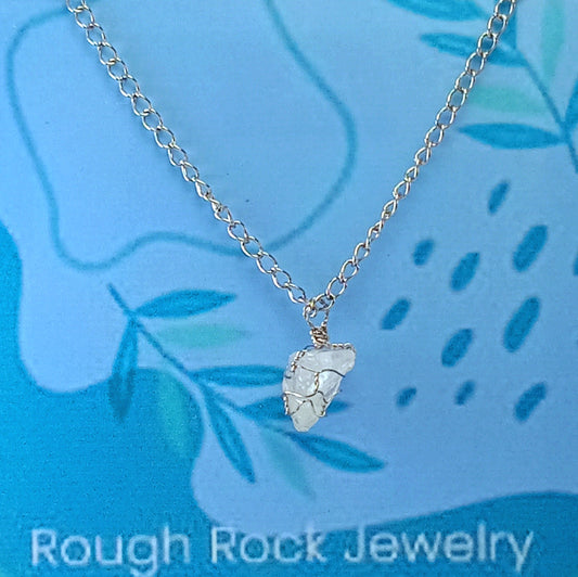 Rose Quartz Pendant Necklace, Stainless Steel