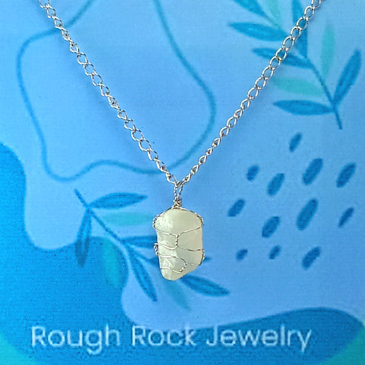 Moonstone Pendant Necklace, Stainless Steel