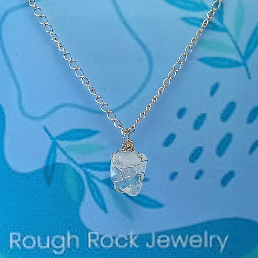 Clear Quartz Pendant Necklace, Stainless Steel