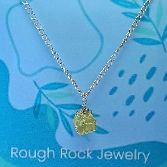 Green Aventurine Pendant Necklace, Stainless Steel