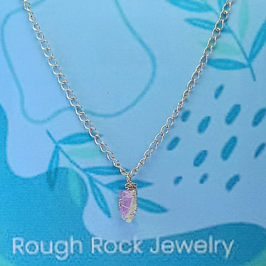 Moonstone + Amethyst Mixed Pendant Necklaces, Stainless Steel