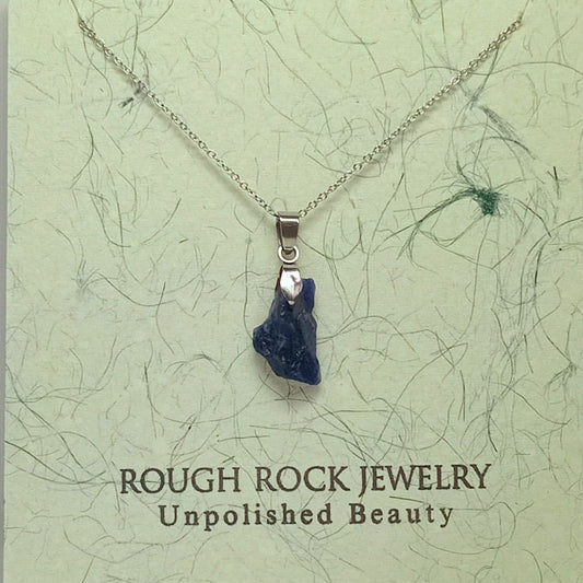 Sodalite Pendant Necklace, Stainless Steel