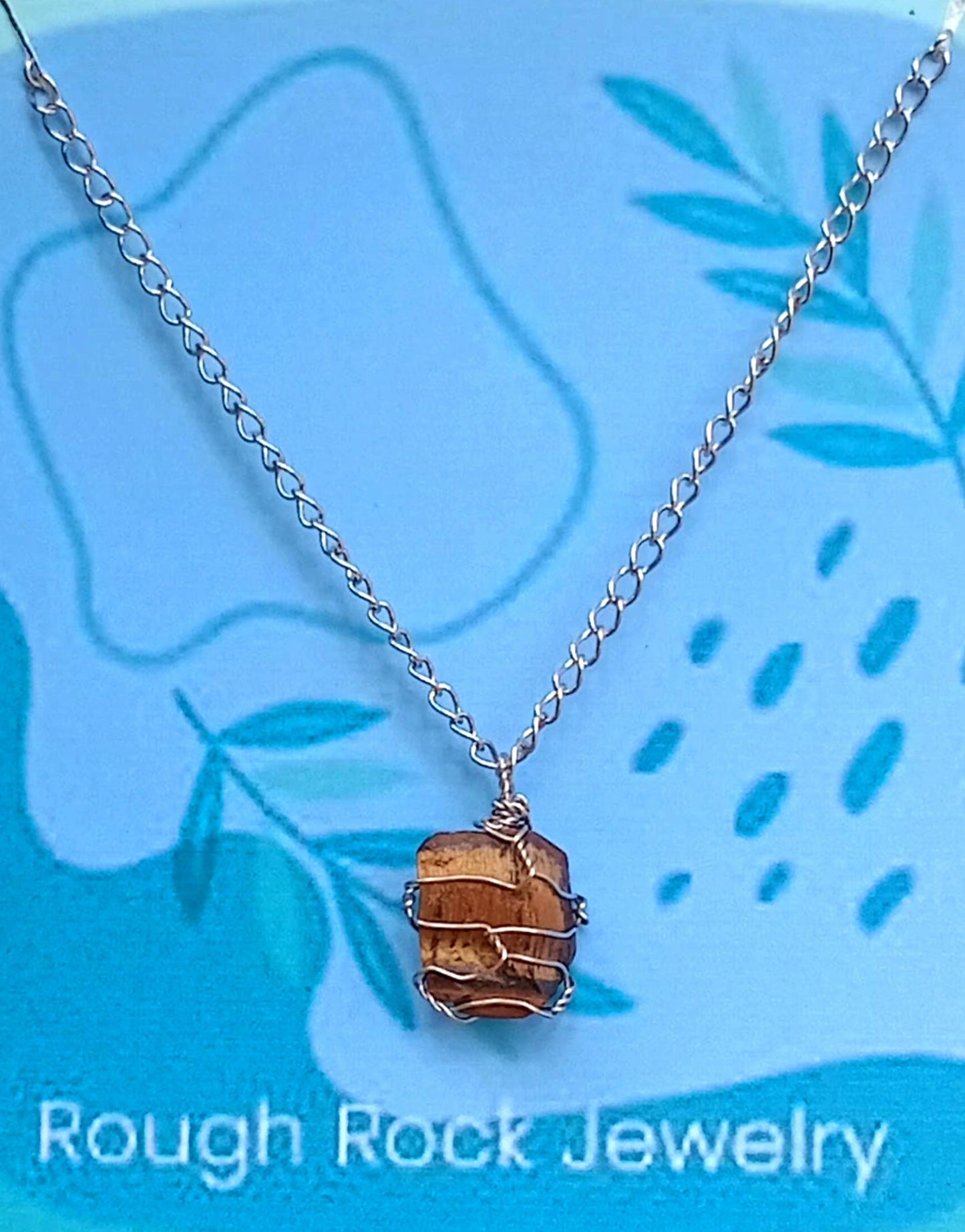 Tiger Eye Pendant Necklace, Stainless Steel