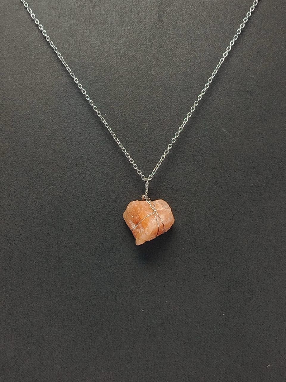 Sunstone Pendant Necklace, Stainless Steel