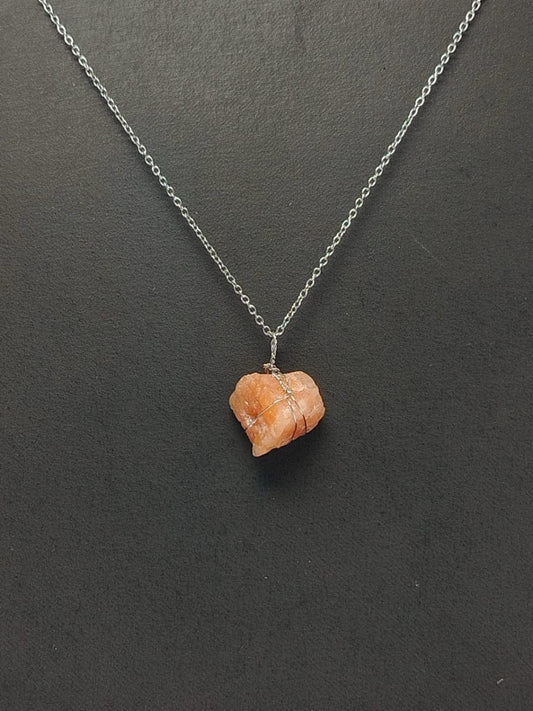 Sunstone Pendant Necklace, Stainless Steel
