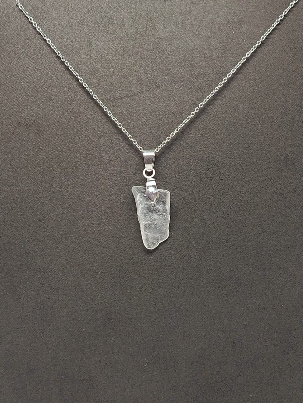 Clear Quartz Pendant Necklace, Stainless Steel