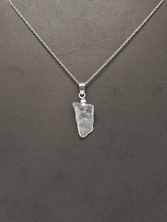 Clear Quartz Pendant Necklace, Stainless Steel