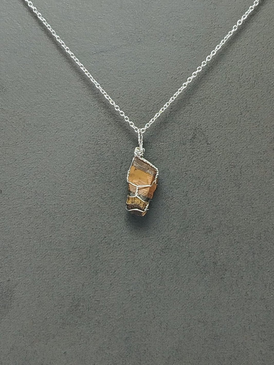 Tiger Eye Pendant Necklace, Stainless Steel