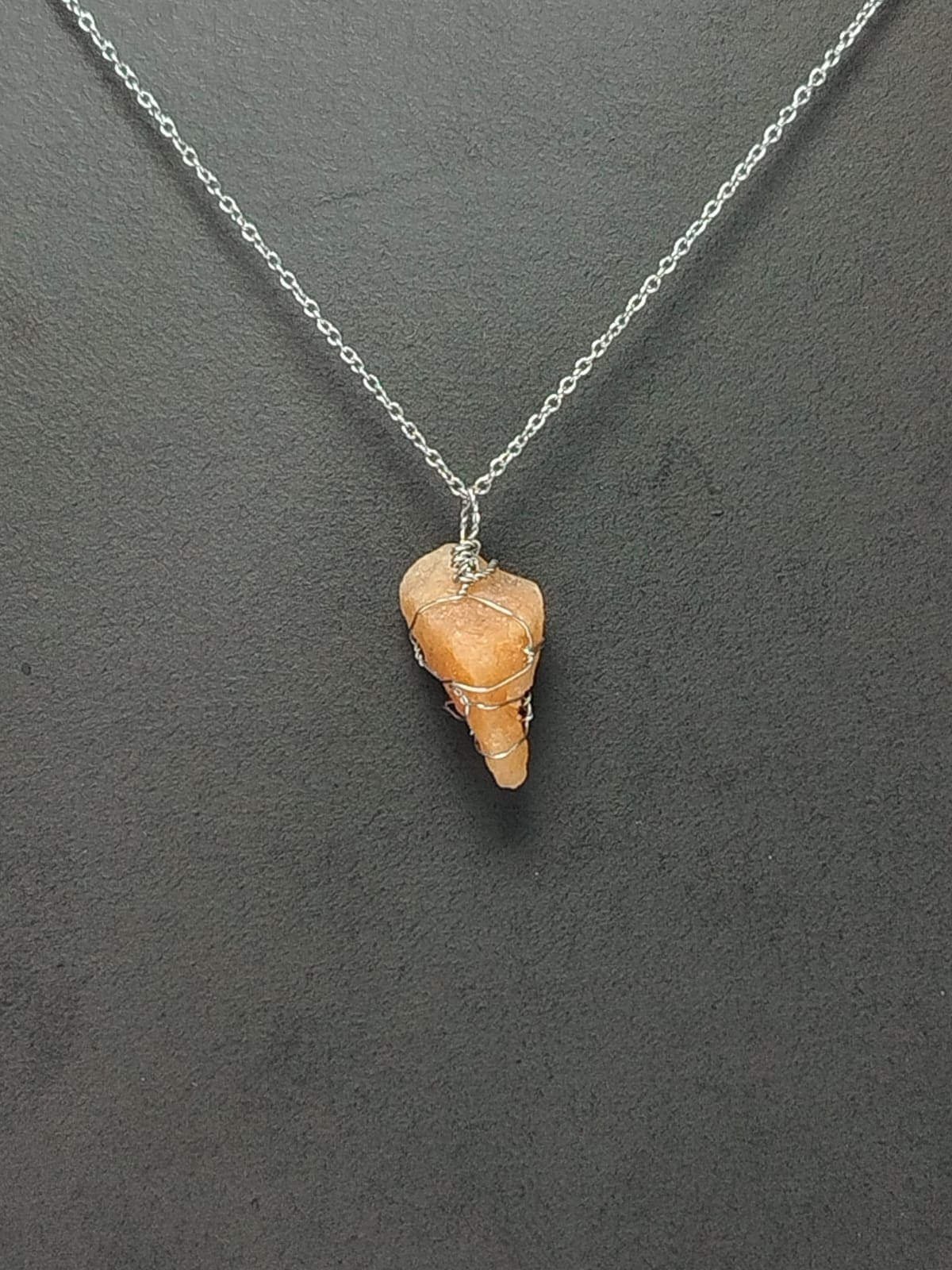Sunstone Pendant Necklace, Stainless Steel