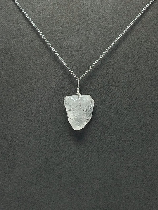 Clear Quartz Pendant Necklace, Stainless Steel