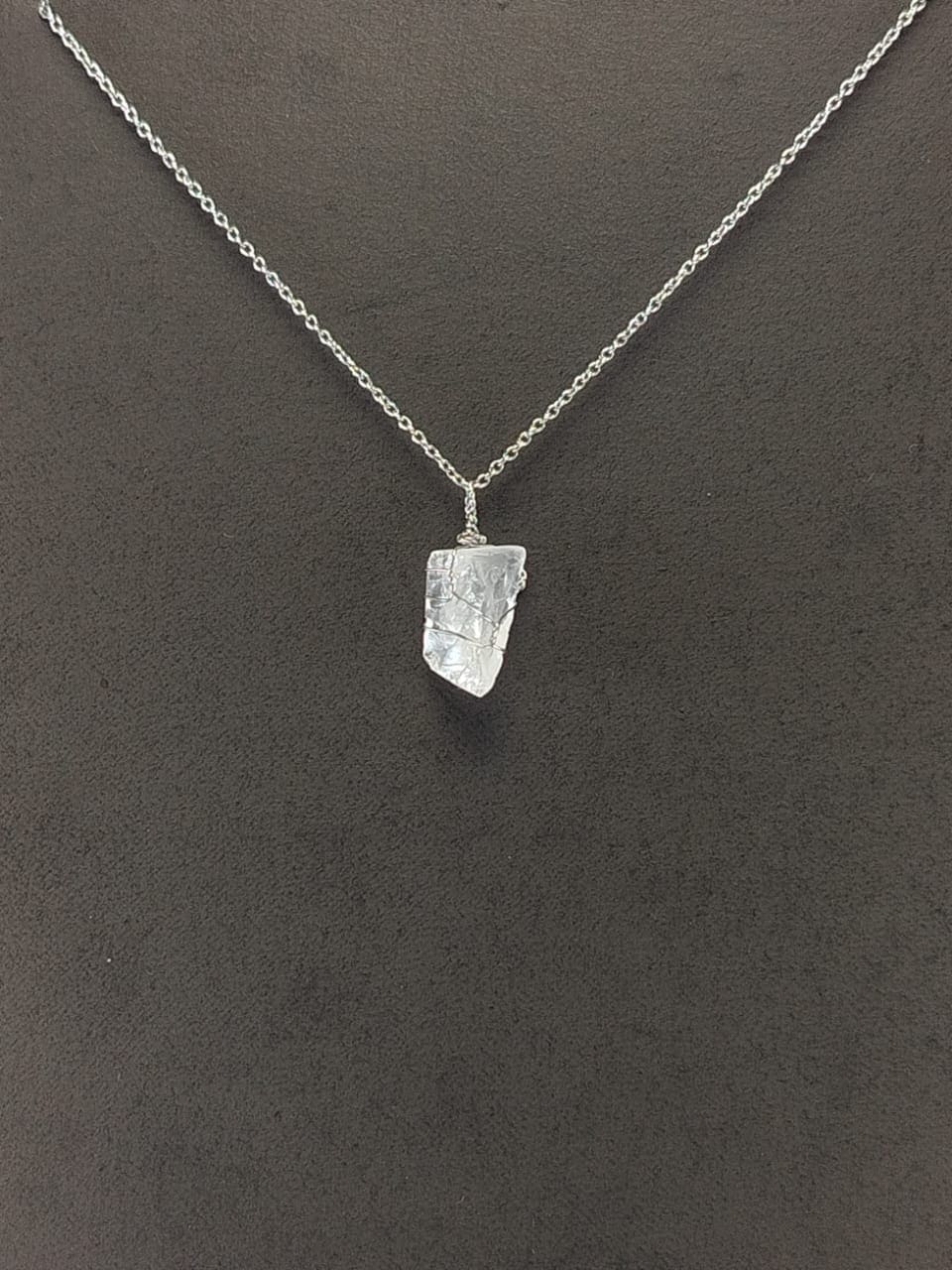 Clear Quartz Pendant Necklace, Stainless Steel