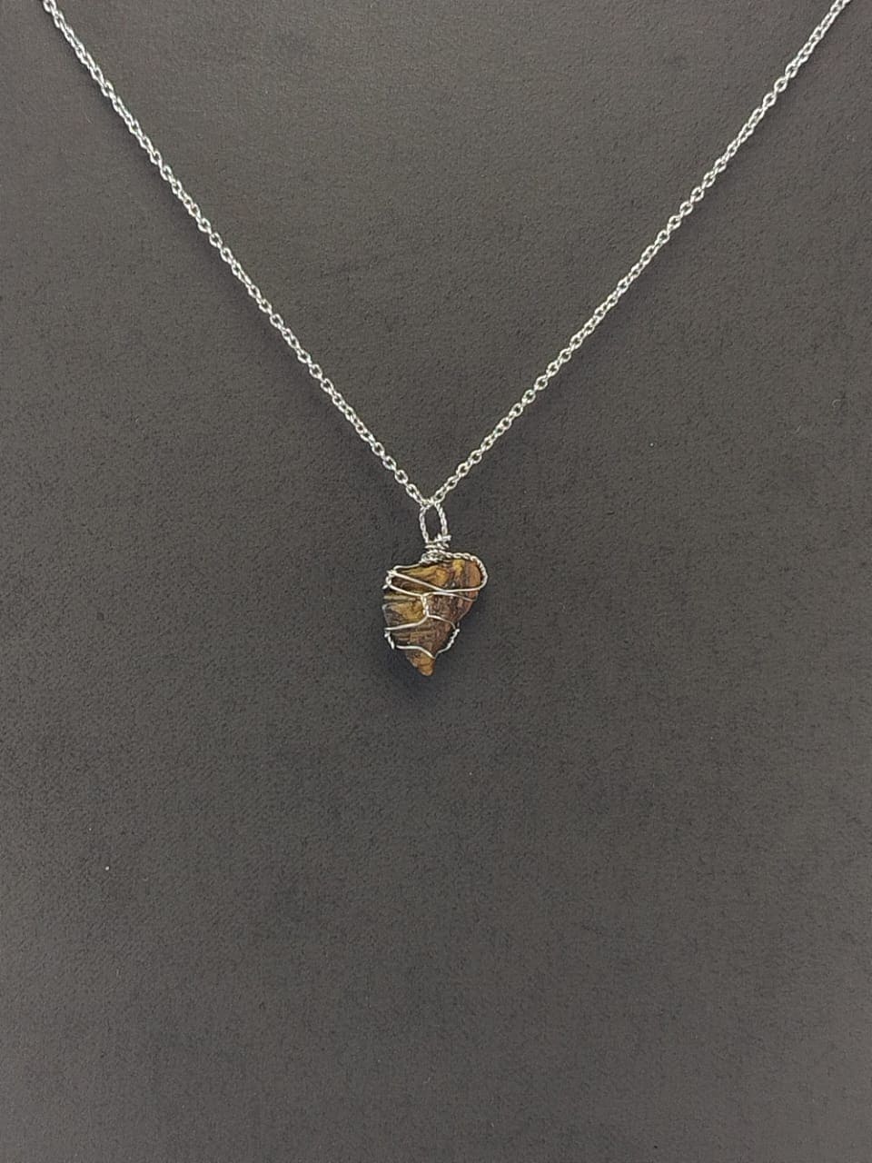 Tiger Eye Pendant Necklace, Stainless Steel