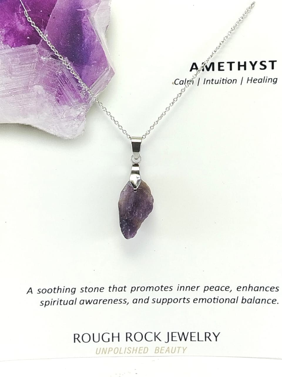 Amethyst Pendant Necklaces, Stainless Steel