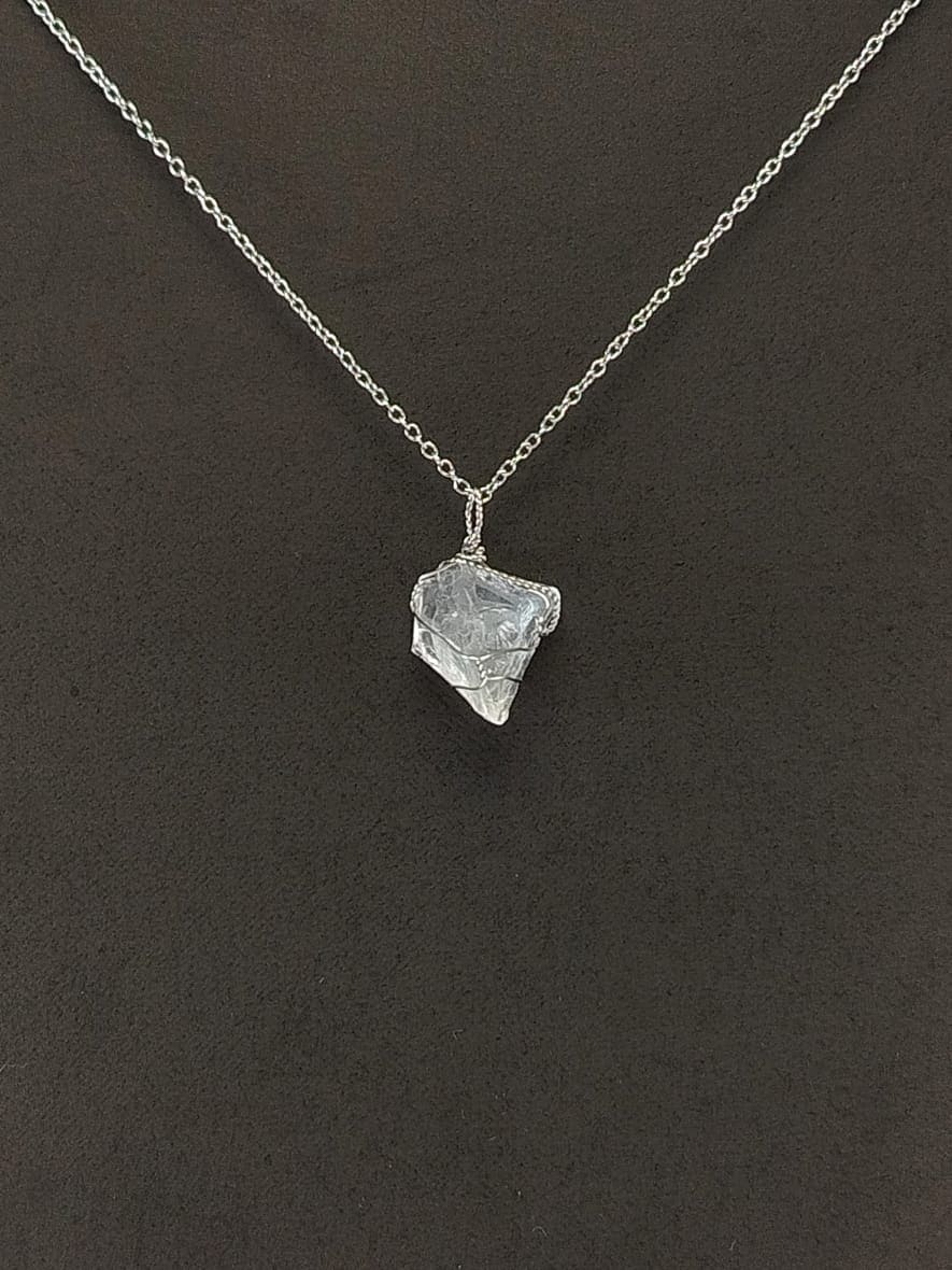 Clear Quartz Pendant Necklace, Stainless Steel