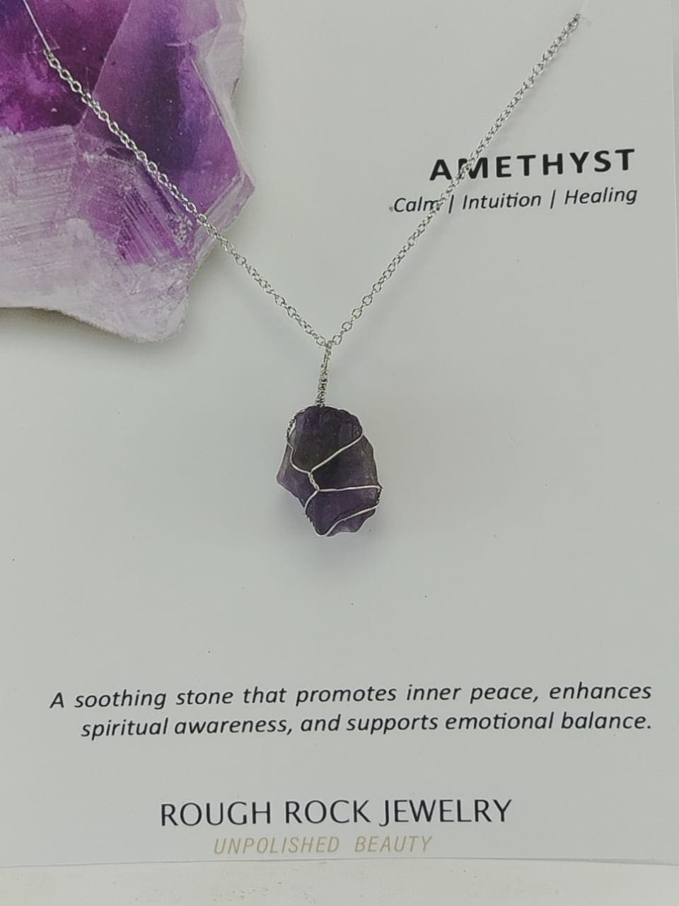Amethyst Pendant Necklaces, Stainless Steel